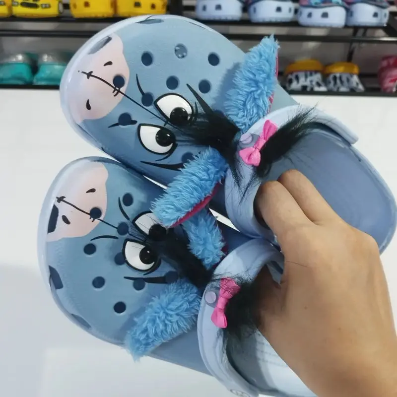 

Eeyore Cartoon Sandals Anti-Slip Comfortable Cave Shoes For Anime Lovers Outdoor Travel Beach Couple Slipper Gifts For Children
