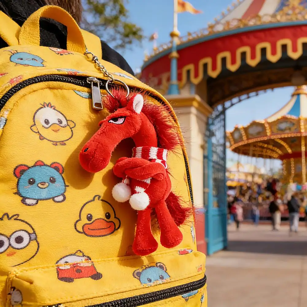 Crossed Arms Horse Plush Keychain 20cm Soft Stuffed Animal Toy Unique Expression Design for Backpack Purse Car Decor Cute Gift