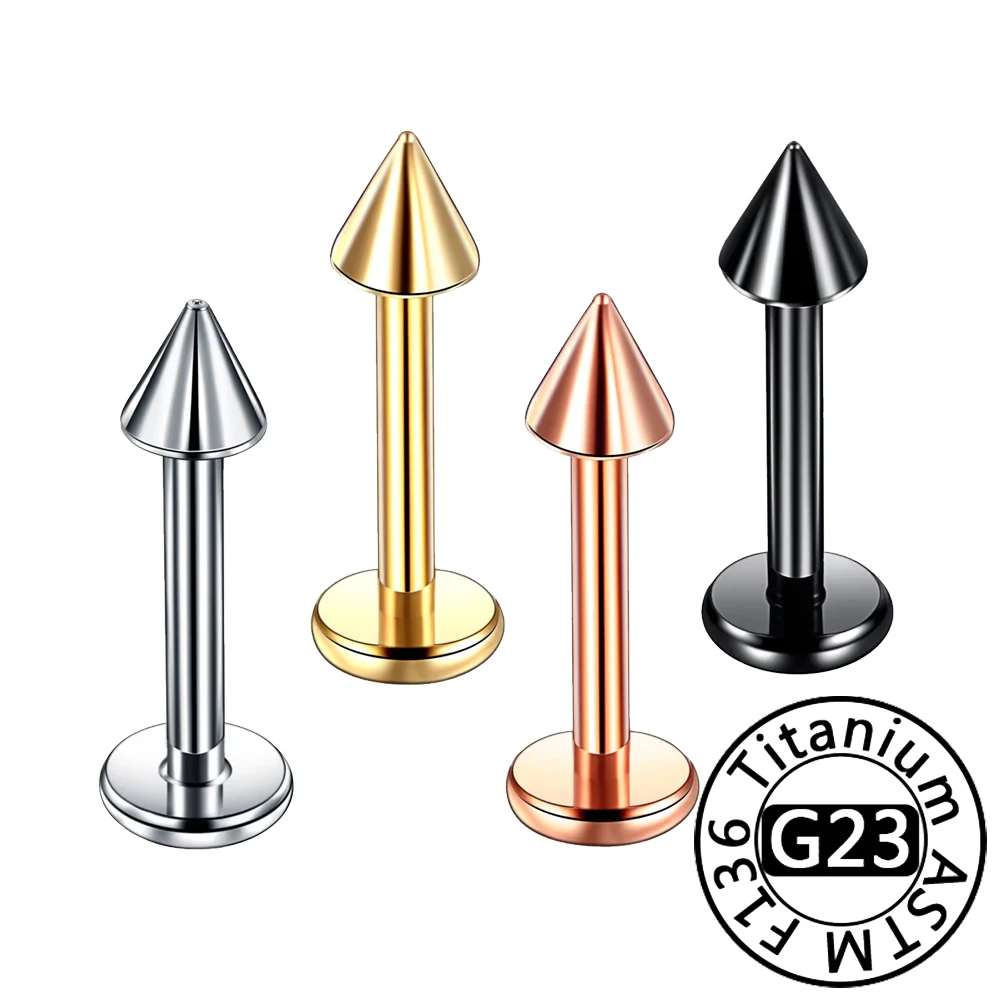 G23 Titanium Spike Labret Stud Nose Lip Helix Bar Stud Taper Tongue Piercing Ear Tragus Cartilage Earring Body Jewelry 16G