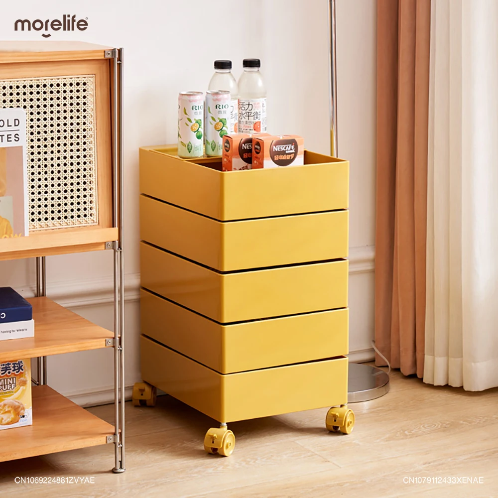 360° Rotating Removable Storage Rack Plastic Living Room Cabinet Bedside Table Cabinet Multi-layer Snack Cabinet Home Furniture