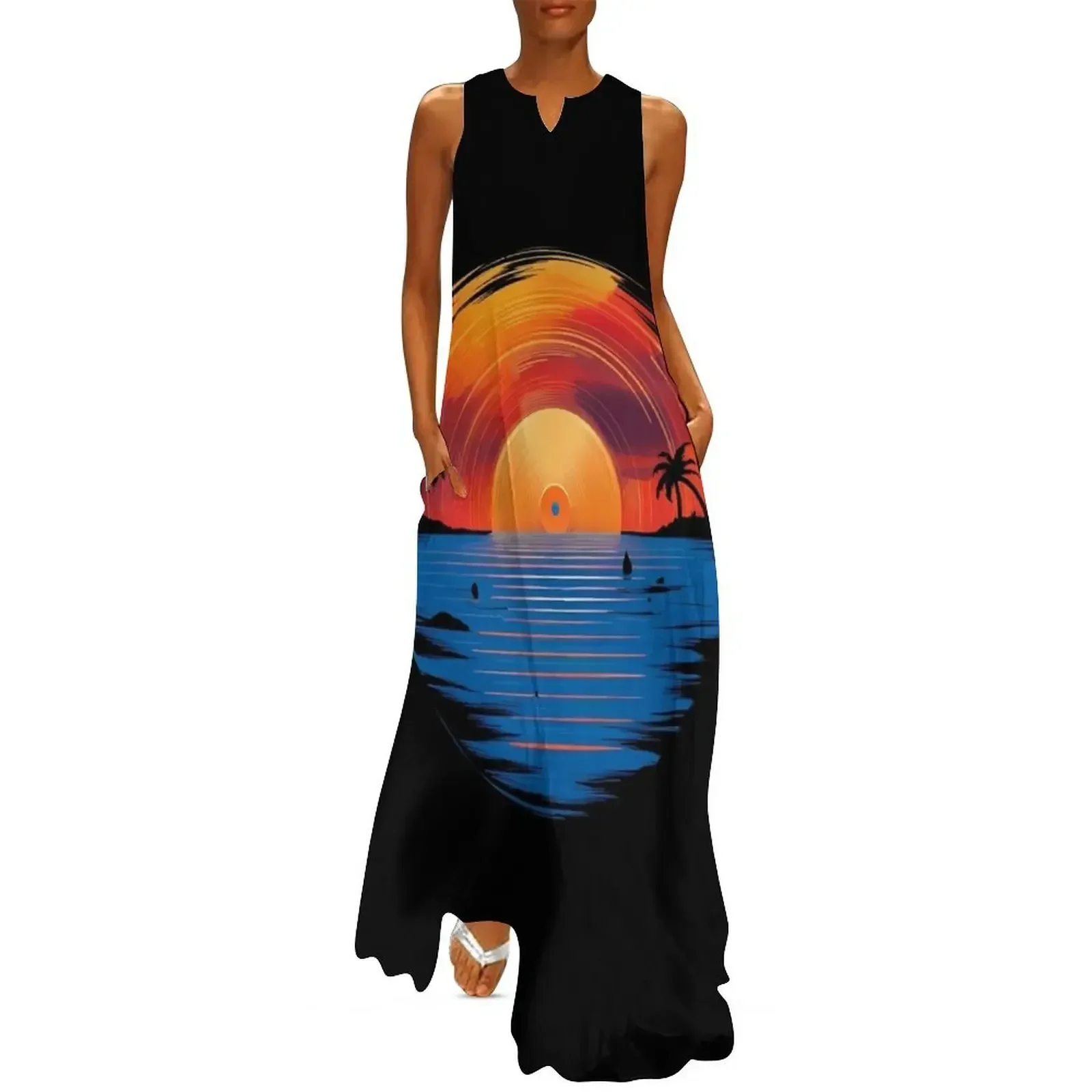 

Vinyl Sunset Long Dress clothes for woman loose summer dress Dress for girls summer dresses