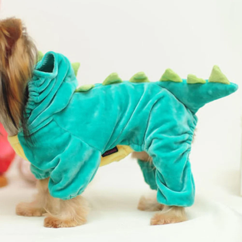 

Dinosaur Four-Leg Pet Costume Green Size Velour Comfortable Breathable Dog Clothes Halloween Pet Costume