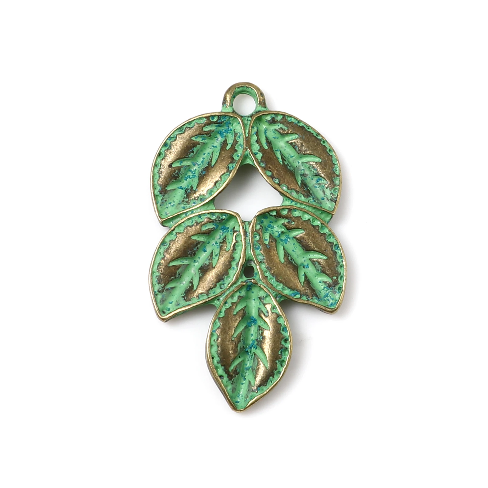 Vintage Patina Metal Pendants Irregular Leaf Feather Antique Silver Color Charms DIY Making Earrings Women Bohemian Jewelry,5PCs