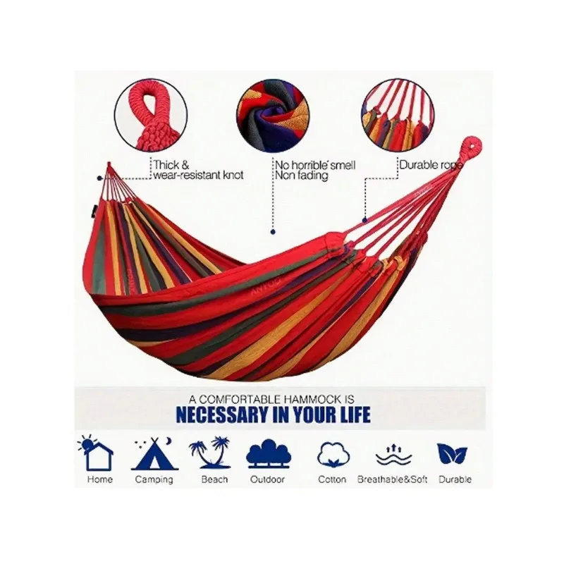 1pc Portable Camping Hammock With Carrying Bag And Tree Straps - Supports Up To 330lbs, Anti-Roll Design For Comfortable Sleep image 5