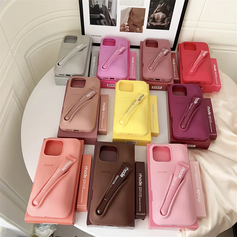 Ribbon Toast Raspberry Espresso Lemontini Lip Gloss Holder Silicone Phone Case for IPhone 17 Air 12 13 14 15 16 Pro Max Plus