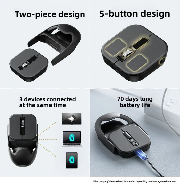 SANWA Wireless Mini Mouse Customized 2.4G Dual Mode Lithium-ion Battery Bluetooth Magnetic Detachable Portable Commuting Mouse