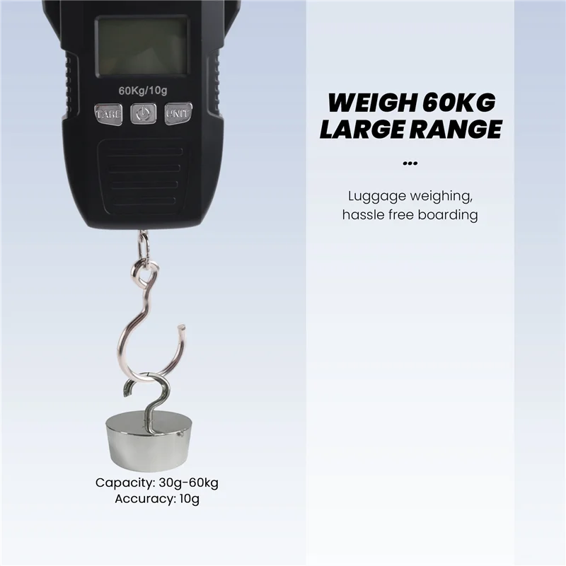 

Черные 60 кг/10 г ЖК-цифровые подвесные весы, комплект USB-перезаряжаемых крановых весов с крючками, курьерские весы для багажа, набор инструментов для домашнего взвешивания-AT6