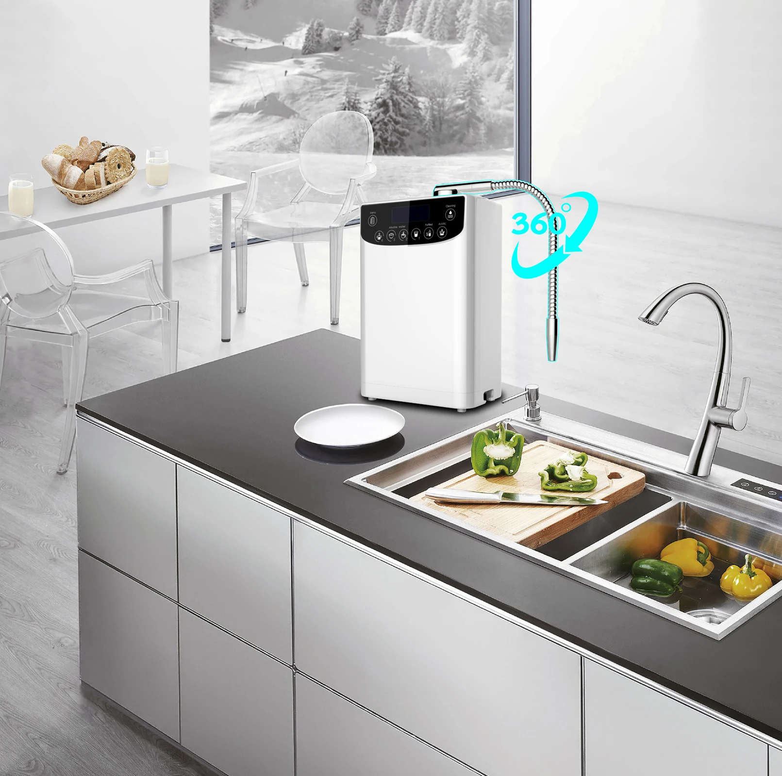 708 ионизатор щелочной воды, очиститель, машина PH4.5-10,5, фильтр для щелочной кислоты, генератор воды с богатым водородом, светодиодный орп-500