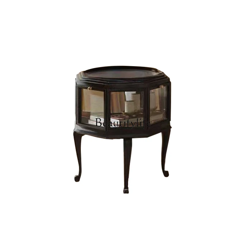 

-*French retro solid wood edge few medium and ancient style round storage corner few