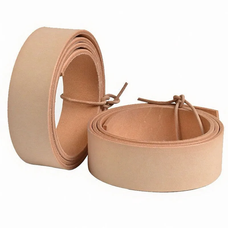 4.0mm thick rigid vegetable-tanned genuine cowhide leather strip for handmade DIY belts, waistbands, bag straps, shoulder straps