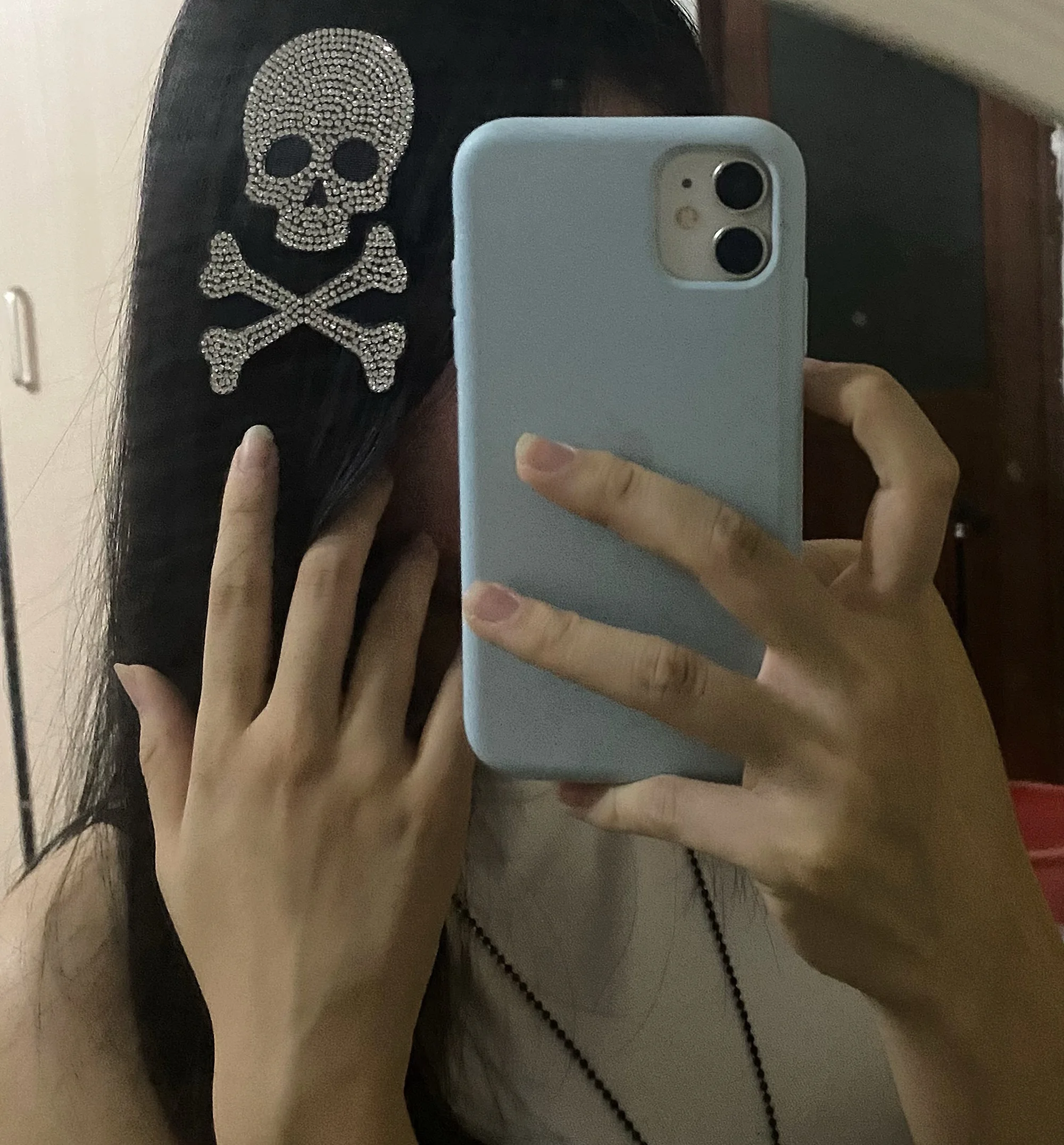 

Милые стразы ручной работы, череп, темные готические наклейки для волос, субкультурные косплей, темные y2k, аксессуары для волос