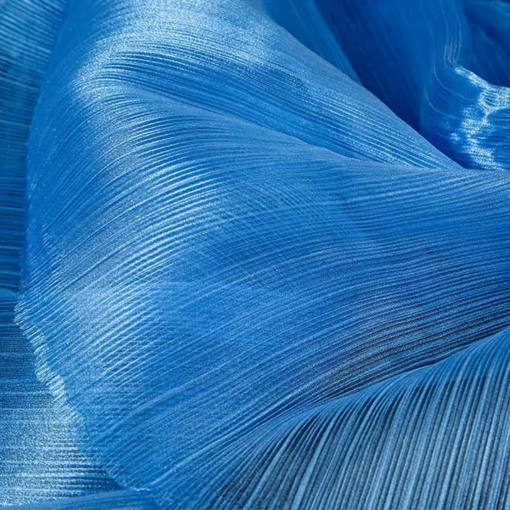 2025 Bright Organza Fabric Stiff Shape Polyester Material Designer Fabrics DIY Wrinkled Texture Fabric Wedding Decoration