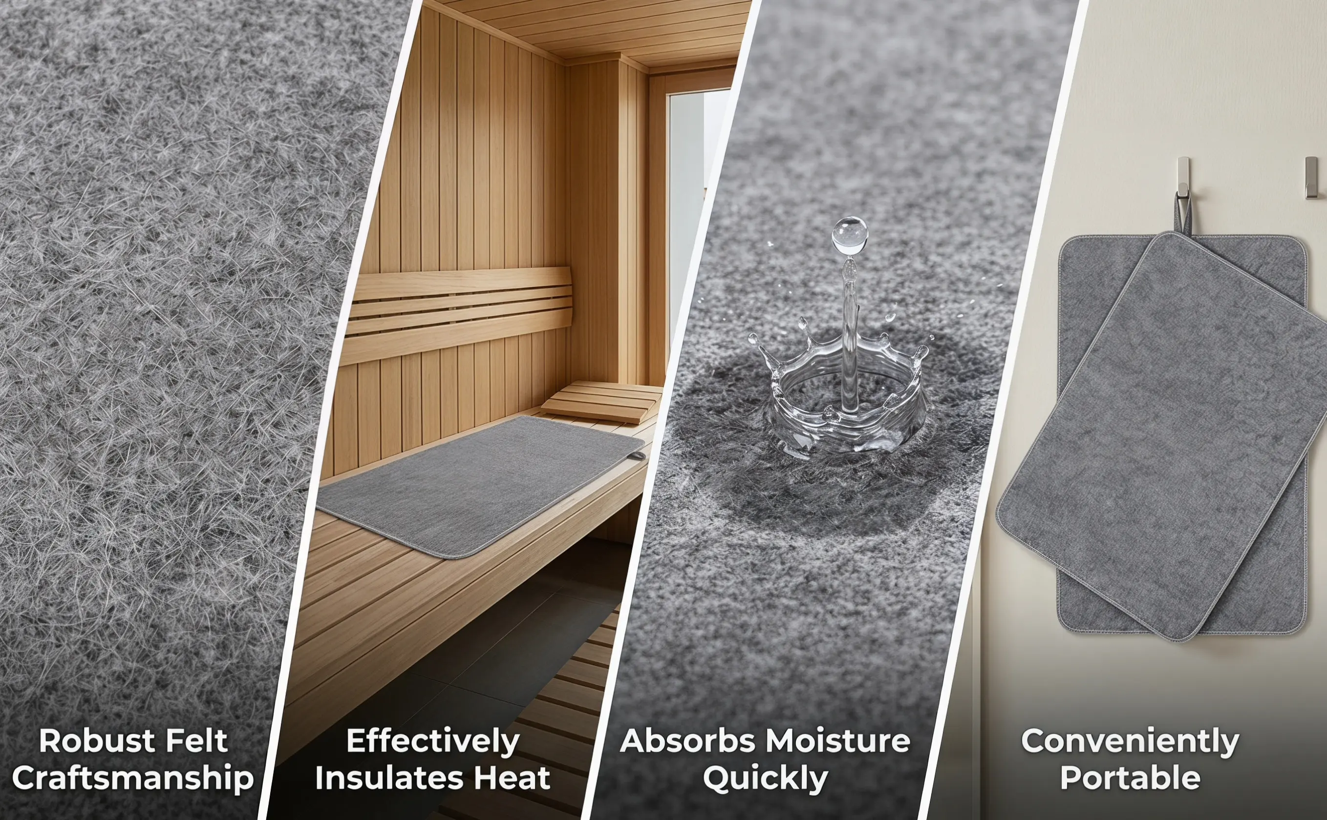 2Pcs Felt Sauna Seat Cushion for Home Steam Sauna Bench Comfortable Air Circulation Absorbent Heat Insulation Mat