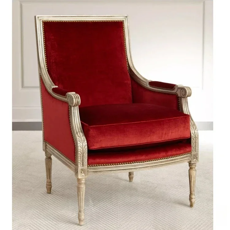 American living room solid wood single sofa furniture fabric soft bag sofa chair study leisure, tiger chair