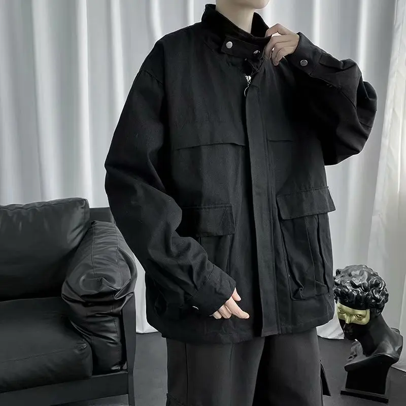 

Повседневная свободная мужская рабочая куртка с множеством карманов, в уличном стиле, модная, молодежная, с длинными рукавами, верхняя одежда
