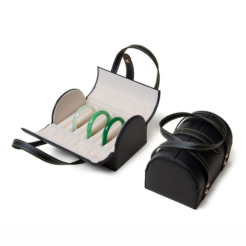 المحمولة صندوق تخزين المجوهرات خمر الرجعية المنظم صناديق المرأة سوار إكسسوارات السفر صندوق تخزين صناديق المجوهرات الجلدية #3