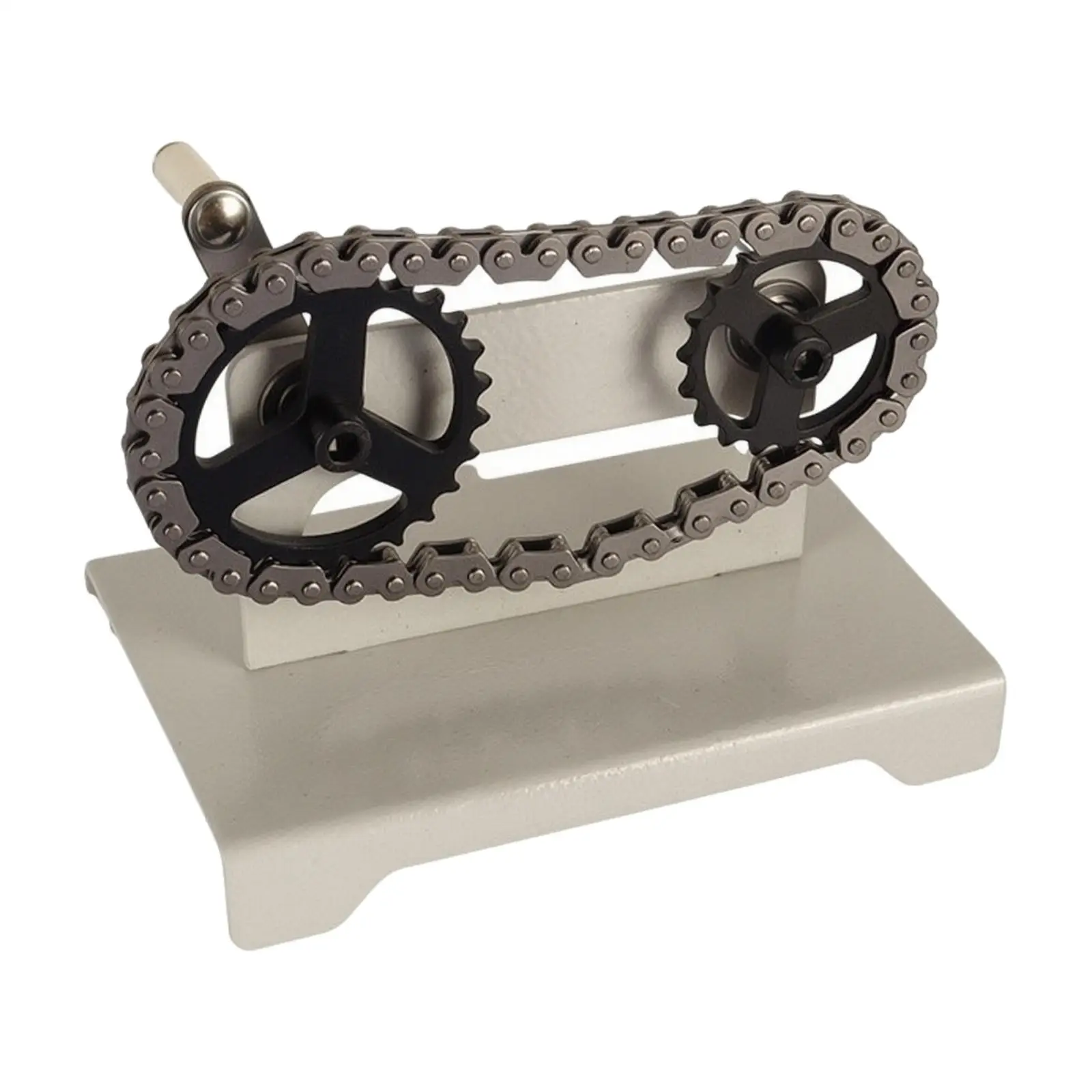 Plastic Gear Chain Drive Educational Model for Laboratory Use with Crank Handle to Show Motion Transfer Through Aligned Rotating