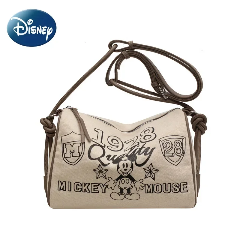 Disney Canvas Shoulder Bag for Women Kawaii Mickey Mouse Handbags Girl College Students Cute Cartoon Designer Luxury