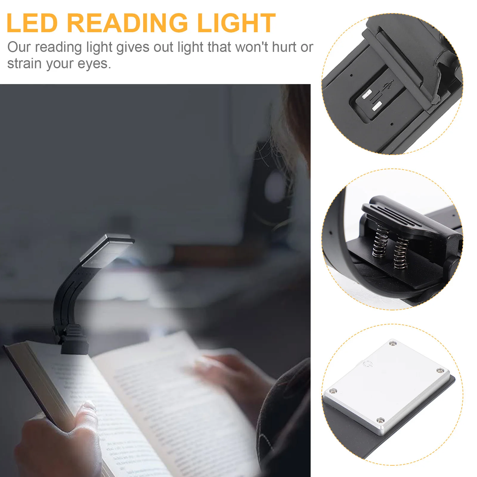 

USB Rechargeable LED Reading Lamp Clip Flexible Book Light Magnetic Bookmark Desk Bed Light for Book Lamp