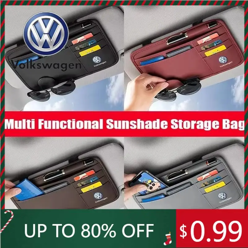 

For VW Volkswagen Jetta MK5 Golf Car Sun Visor Glasses Clip Storage Storage Bag for Volkswagen Tiguan Rocco Touran Caddy Scirocc
