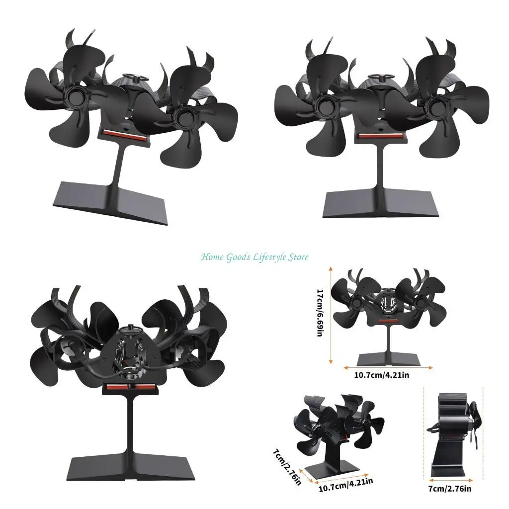 

E74E Burning Stove Fan Replacement Burners Double Head Fireplaces Fan