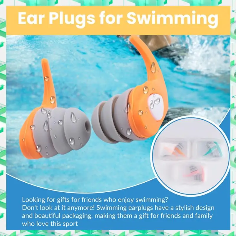 

3C Electron Ear Plugs Men Women Waterproof Earplugs For Swimming 3 Pairs Adults Kids Swim Ear Plugs B,Ear Plugs Men Women Waterp