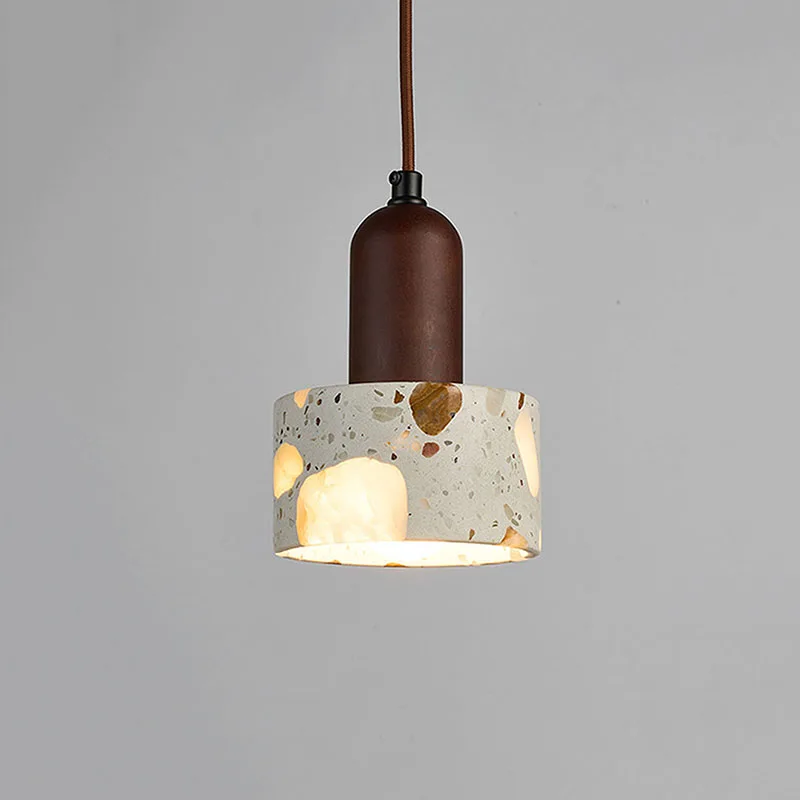 

Creative New Cement Terrazzo Atmosphere Pendant Light Wabi Sabi Restaurant Coffee Shop Led Chandelier Bedroom Bedside Small Lamp