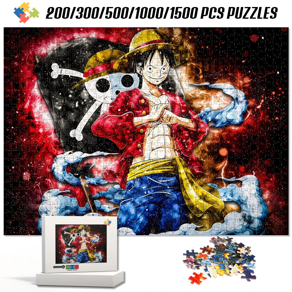 Luffy Cartoon Art Picture Jigsaw Puzzle One Piece Anime Puzzles for Children Multiple Sizes and Specification for Adults Gifts