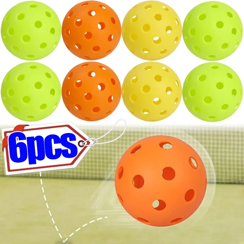 6/1pcs Pickleball Balls 40 Holes Training Pickleball Accessories 74mm Standard Pickle Ball Balls Airflow Hollow Ball Competition