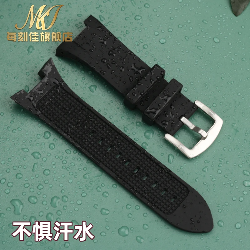 For Armani Ax1803 1802 1050 Silicone Watch Strap Waterproof Sports Rubber Wrist band Men\'s Black Watchband Accessories 31.14mm