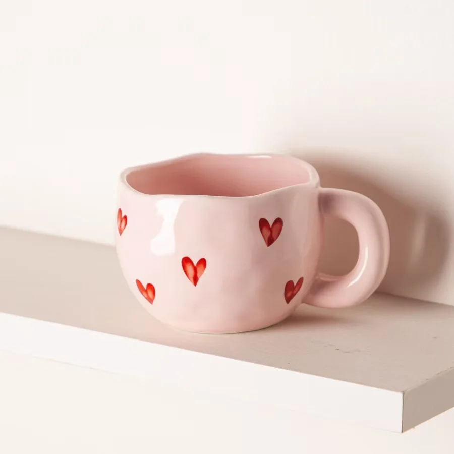 7.4 Oz/220 ML Creative Love Coffee Mug,1PC Ceramic Hand-Made Heart-Shaped  Tea Cup,Fine Pattern for Office and Home Use Drinkware - AliExpress 15