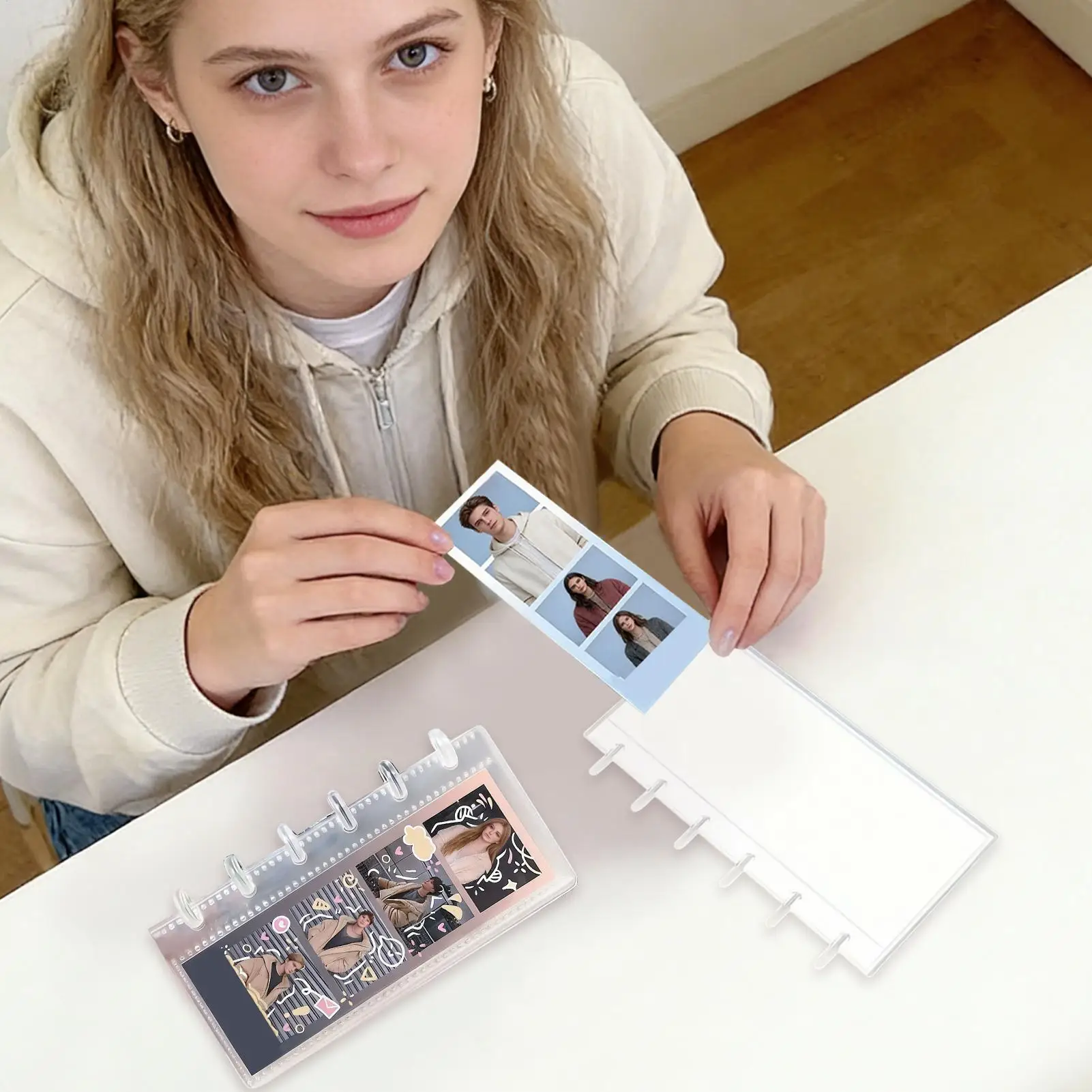 Slide-down Photo Strip Photo Clip Album Transparent Protective Keepsake Scrapbook Album Memory Book For Display Collection