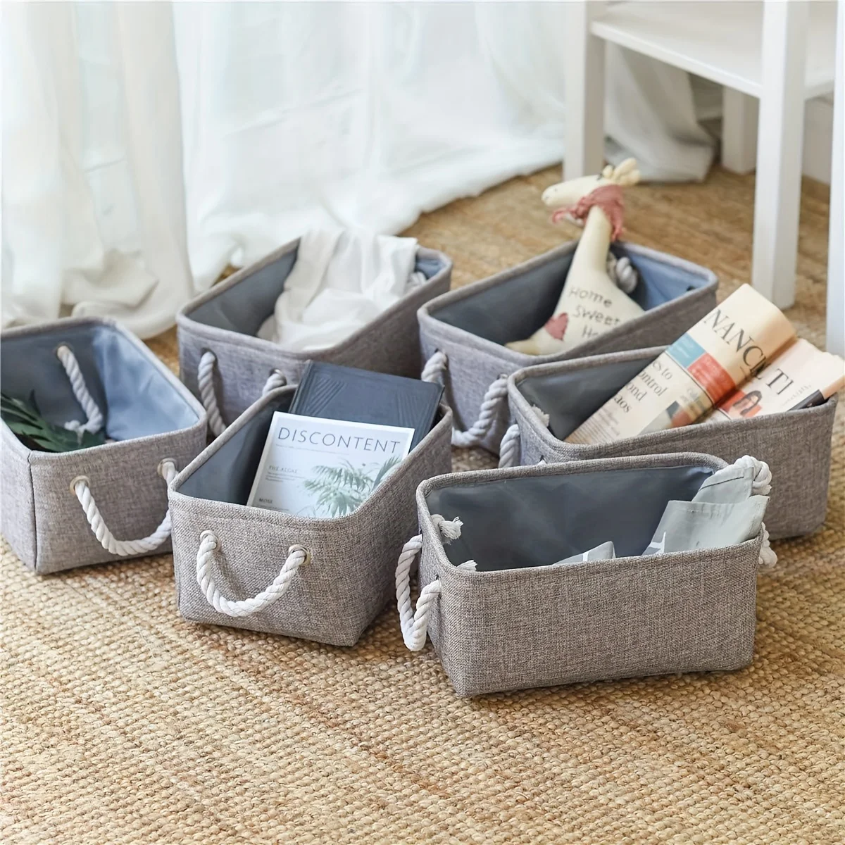 Shelf storage box -11.8x7.9x5.2 inch gray small storage basket, used for organizing, fabric storage cube