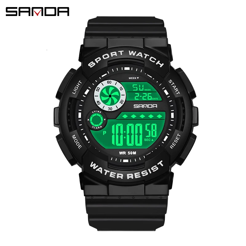 2024 SANDA 6114 Fashion Simple Ladies Sport Watches Women Wristwatches Alarm Clock  Resistant Waterproof Digital Watch For Girl