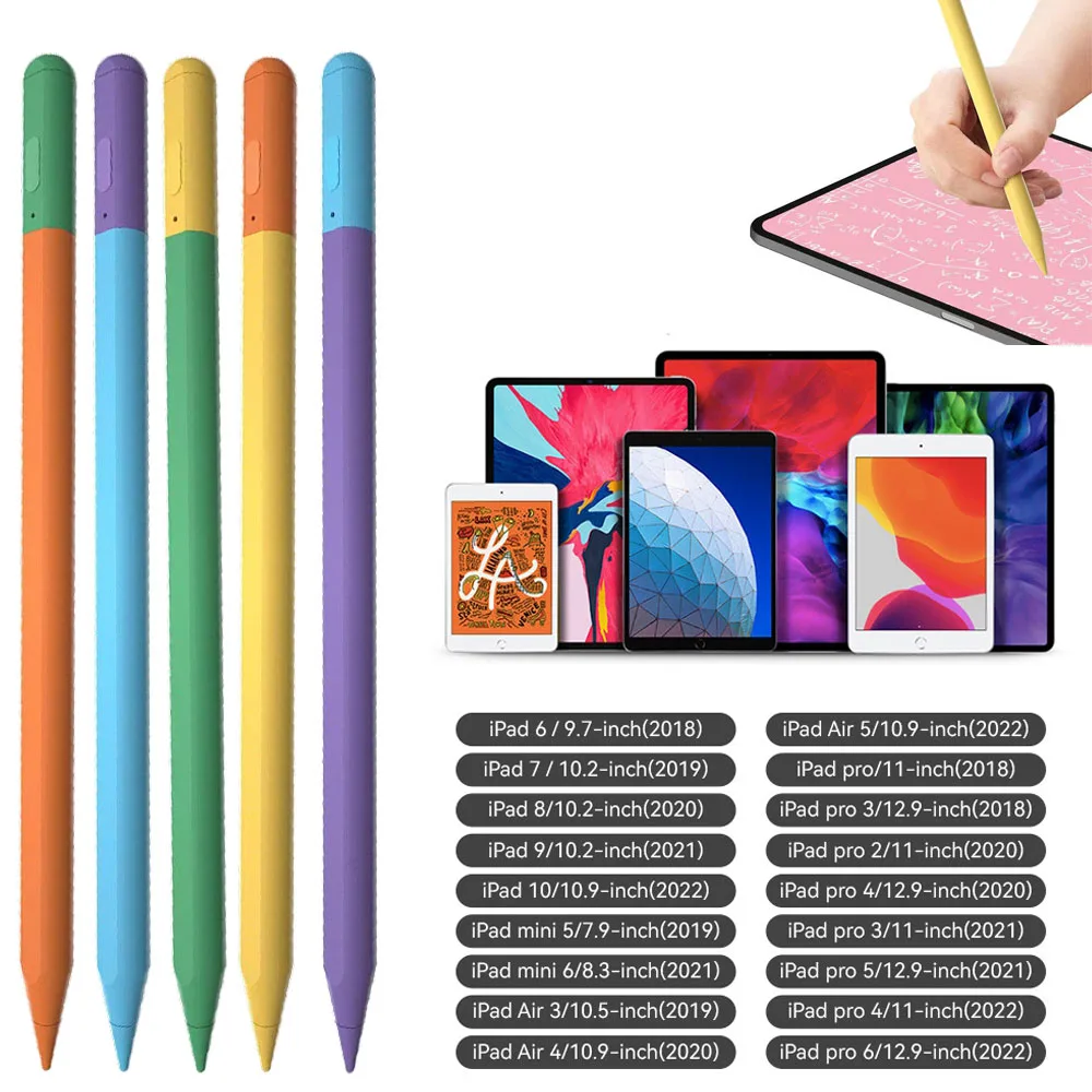 

for Apple Pencil Tip Touch Pen Colorful Tablet Stylus for iPad 7 8 9 Pro 6 Mini 5 iPad Air 3 4 5 USB Type C Charging 2018 2022