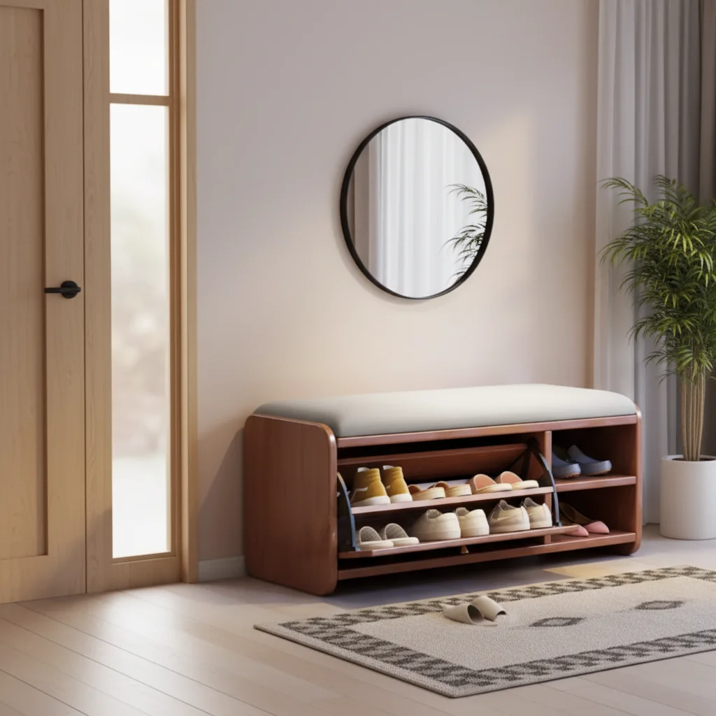 Shoe Bench Home Entrance Shoe Cabinet And Seat Bench With Storage Function