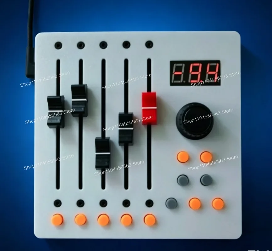 5-Channel Long Fader MIDI Controller w/ Transport Module, USB-C Powered for Live Streaming & DAW Control