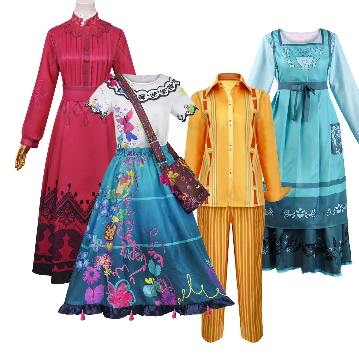 Family Encanto Dolores Madrigal Cosplay Costume Dolores Cosplay Dresses for Adult Women Halloween Carnival Party