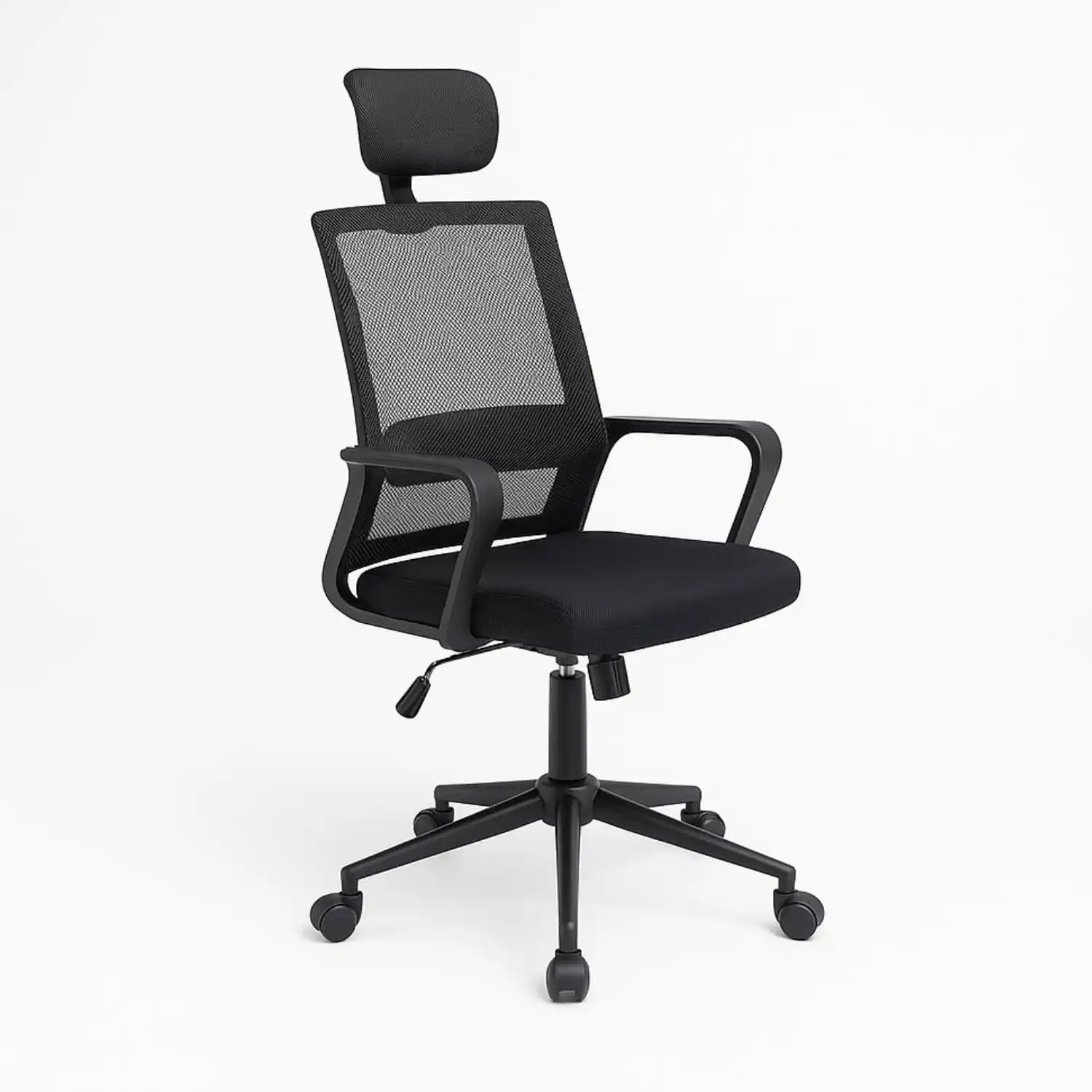 Sedia ergonomica da ufficio nera con supporto lombare e rete traspirante - Altezza regolabile con poggia testa e braccioli
