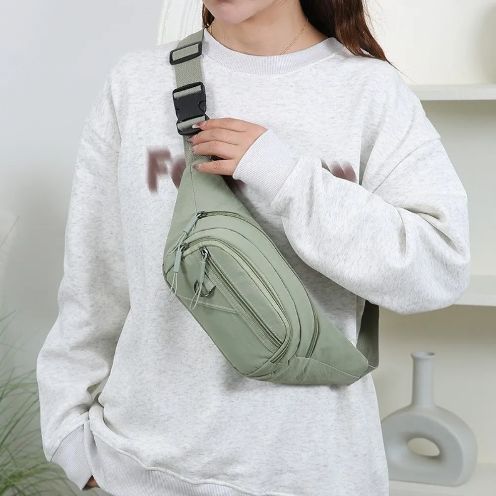 

New Nylon Waist Bag Large Capacity Wear Resistant Fanny Pack Solid Color Belt Bag Casual