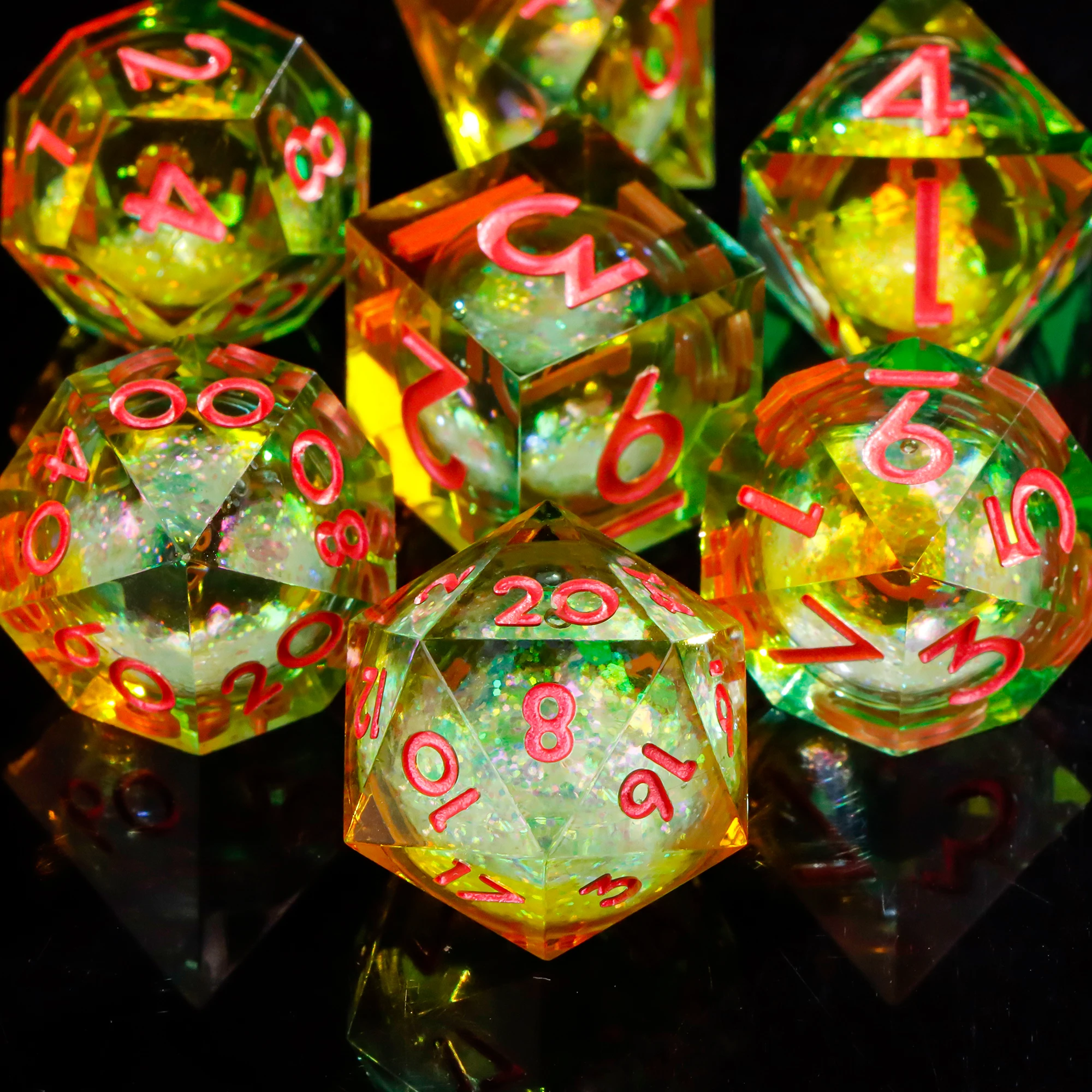 

DND Liquid Dice Liquid Core D&D Resin Dice Set For Dungeons and Dragons D and D RPG Green Dice Sharp Edge Dice Gift