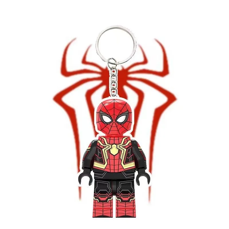 Marvel Spiderman Gwen Venom Peripheral Movies Children\'s Cartoon Building Blocks Assembled Toy Ornament Keychain Pendant Gift