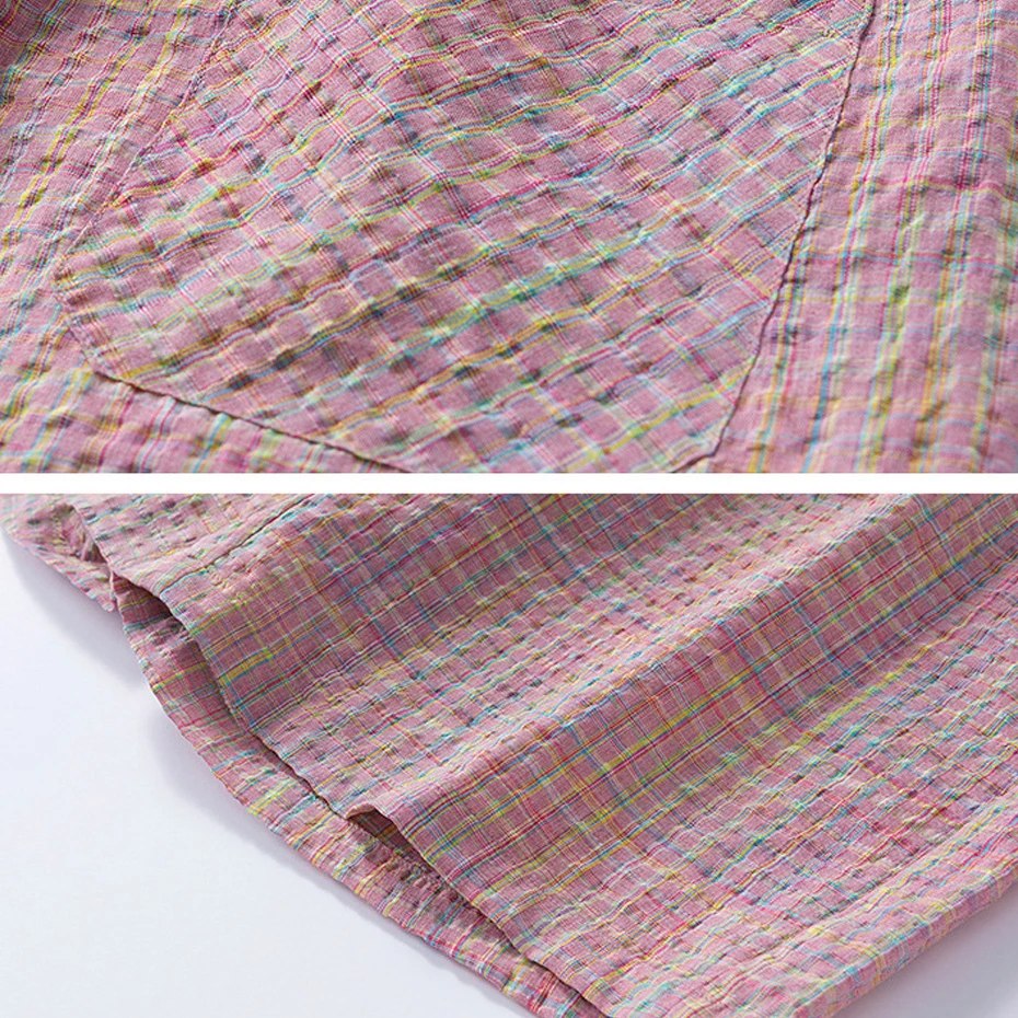 Summer Plaid Shorts Men Fashion Casual Hawaiian Beach Shorts Summer Short Pants Male Stretch Waist Bottom