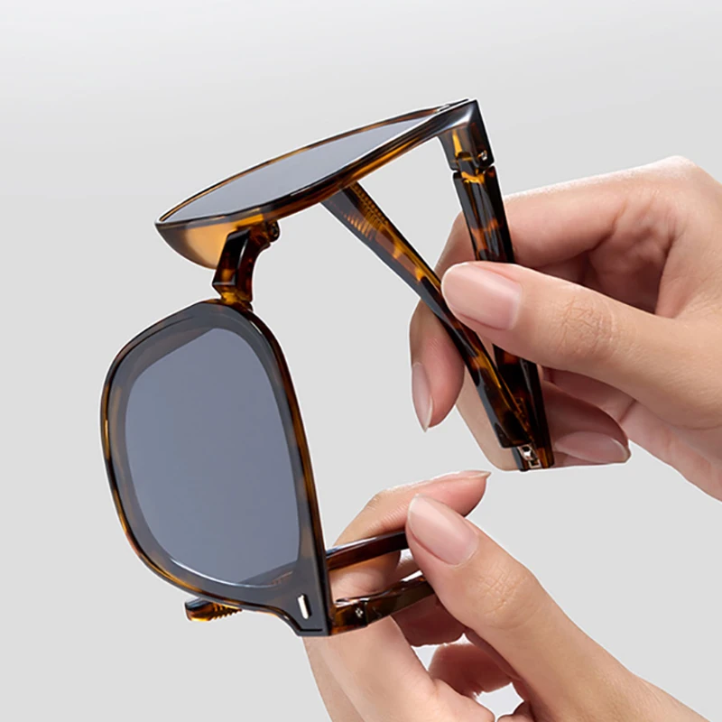 Foldable Polarized Sunglasses TR90 Square Frame UV Protection Lightweight TACLOFT Polarized Sunglasses Men TR90 Square Frame  main image 3
