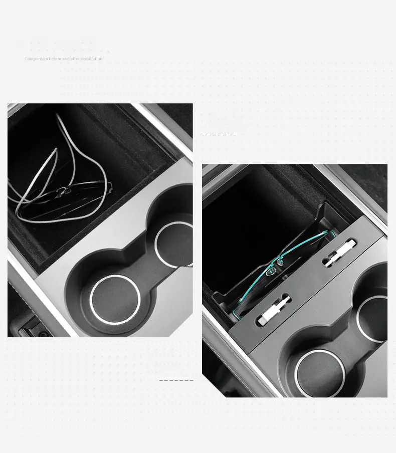 حامل نظارات شمسية لوحدة التحكم المركزية لـ Tesla Model Y 2020-2024 مسند الذراع صندوق محور صندوق تخزين حامل بطاقة المفاتيح