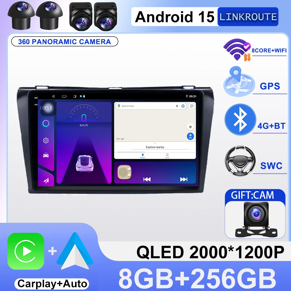 

Android For Mazda 3 2004 2005 2006 2007 2008 2009 Car Radio Multimidia Player GPS Navigation Carplay Car Intelligent Systems 4G