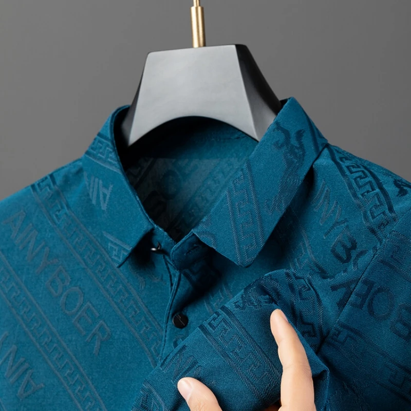 Luxury brand short sleeve men\'s polo shirt summer design fashion jacquard embroidery top breathable casual business T-shirt