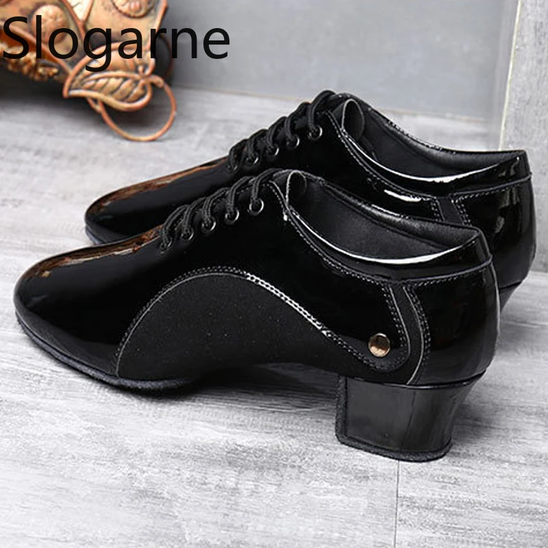 الرجال 4.5 سنتيمتر الكعوب الأحذية اللاتينية الذكور 2025 جديد لينة الجلود أحذية الرقص الحديثة رجل الكعوب الجاز الفالس التانغو أحذية رياضية المرحلة الأحذية