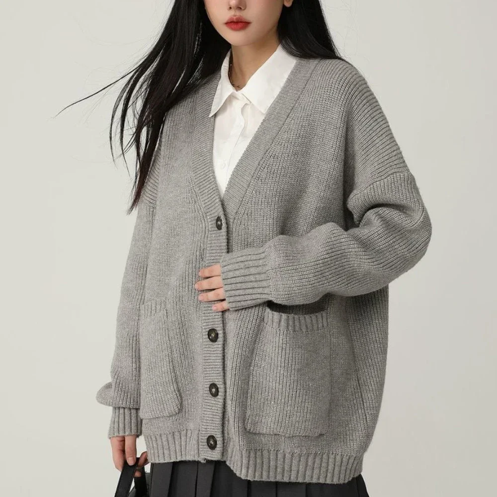 Ladies Sweaters Winter Button Brown Knitted Top For Women Cardigan Elegant Classy Offers Tricot Blouse Autumn 2024 Korean Luxury