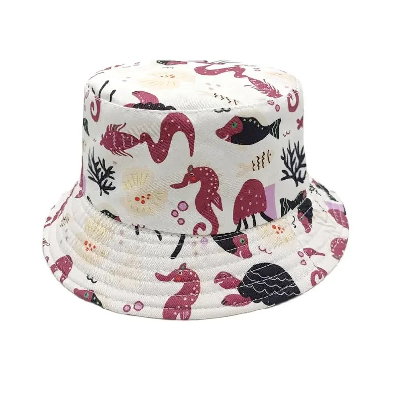 الربيع والخريف القطن الكرتون الحيوان طباعة قبعة بحافة السفر في الهواء الطلق قبعة واقية من الشمس للطفل صبي وفتاة 78 #1